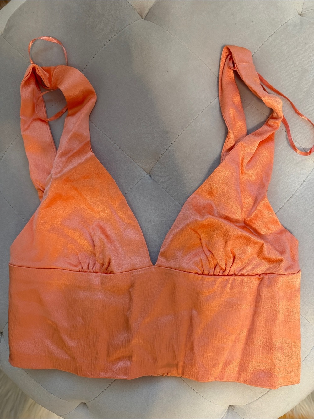 Zara Coral-Orange Bralette Crop Top NWOT